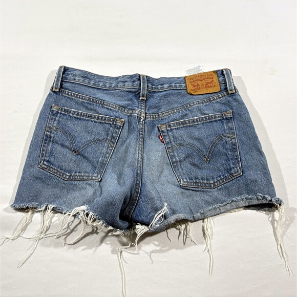 Levi's 501 Original Womens High-Rise Distressed Jean Denim Cut Off Shorts Sz 28 - Picture 10 of 12